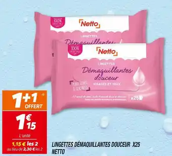 Netto Netto lingettes démaquillantes douceur x25 offre