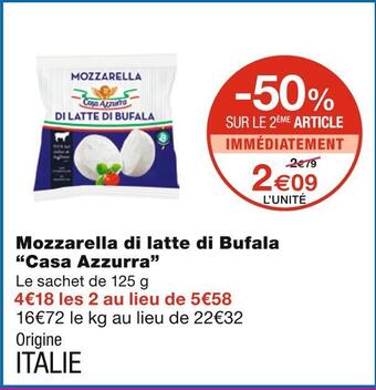 Monoprix Casa azzurra mozzarella di latte di bufala offre