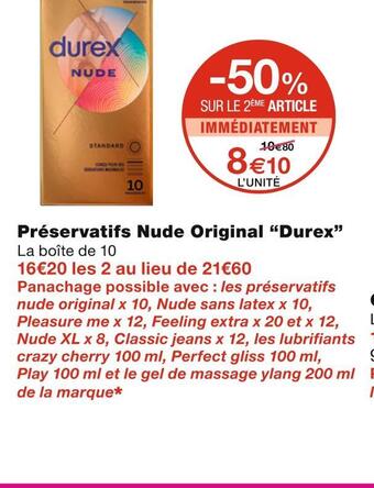 Monoprix Durex préservatifs nude original offre