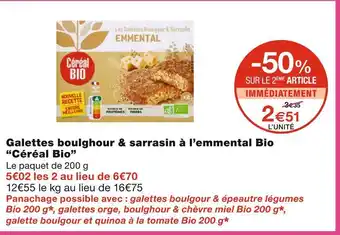 Céréal bio galettes boulghour & sarrasin à l’emmental bio