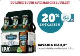 Super U BAVARIA IPA 0,0⁰ IPA Le pack de 6 bouteilles (soit 1,5 L) offre