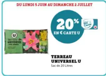 Super U TERREAU UNIVERSEL U Sac de 20 Litres offre