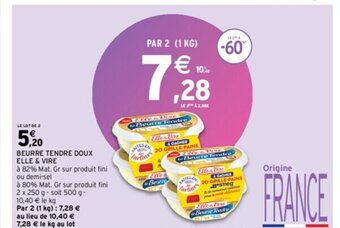 Intermarché BEURRE TENDRE DOUX ELLE & VIRE offre