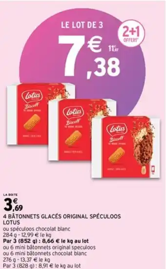 Intermarché 4 BÂTONNETS GLACÉS ORIGINAL SPÉCULOOS LOTUS offre