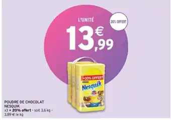 Intermarché POUDRE DE CHOCOLAT NESQUIK offre