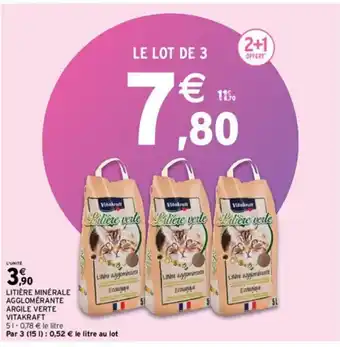 Intermarché LITIÈRE MINÉRALE AGGLOMÉRANTE ARGILE VERTE VITAKRAFT offre
