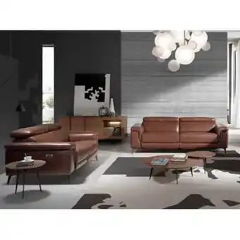 Canapé relax 3 places en cuir marron contemporain