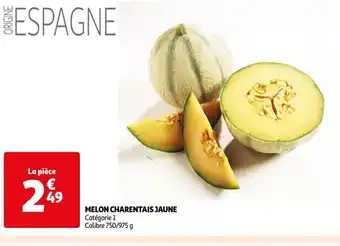 Auchan MELON CHARENTAIS JAUNE Catégorie 1 Calibre 750/975 g offre