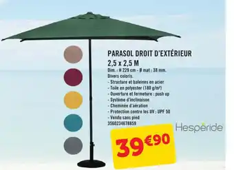 PARASOL DROIT D'EXTÉRIEUR