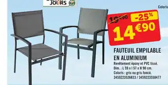 E.Leclerc FAUTEUIL EMPILABLE EN ALUMINIUM offre