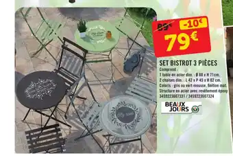 E.Leclerc SET BISTROT 3 PIÈCES offre