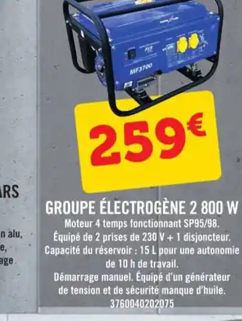 GROUPE ÉLECTROGÈNE 2 800 W