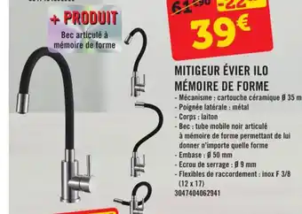 E.Leclerc MITIGEUR ÉVIER ILO MÉMOIRE DE FORME offre