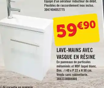 E.Leclerc LAVE-MAINS AVEC VASQUE EN RÉSINE offre