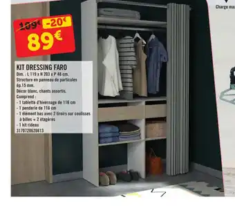 E.Leclerc KIT DRESSING FARO Dim.: L 119 x H 203 x P 48 cm. offre