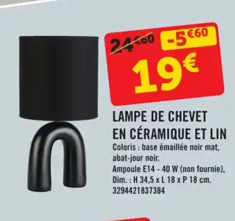 E.Leclerc LAMPE DE CHEVET EN CÉRAMIQUE ET LIN offre