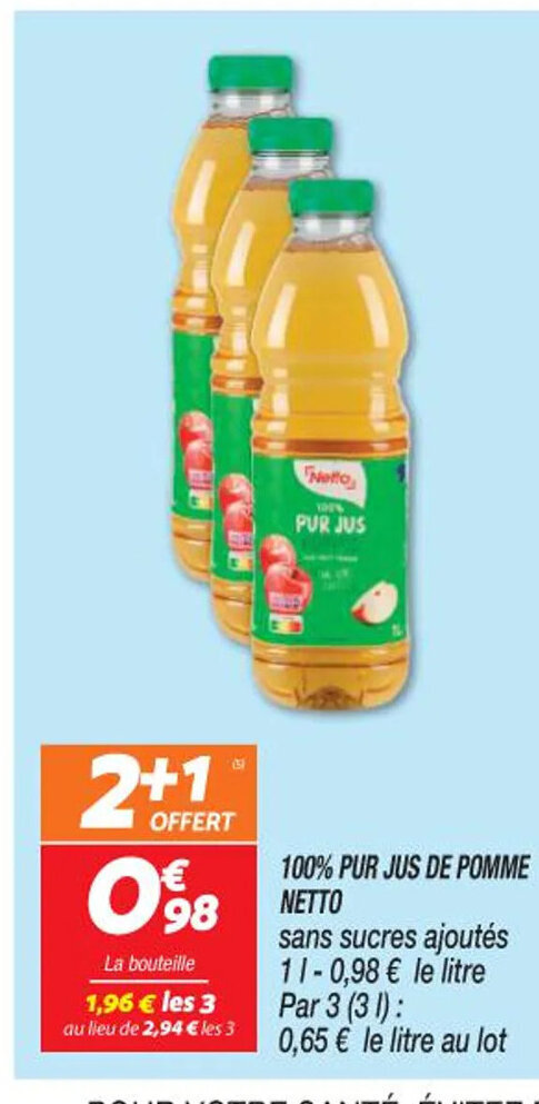 Netto 100% PUR JUS DE POMME NETTO offre