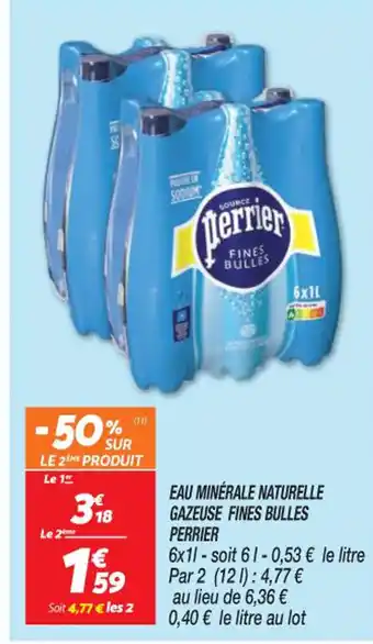 Netto EAU MINÉRALE NATURELLE GAZEUSE FINES BULLES PERRIER offre
