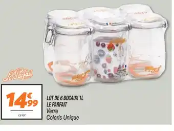 Netto LOT DE 6 BOCAUX 1L 99 LE PARFAIT Verre Coloris Unique offre