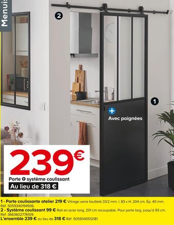 Castorama Porte + système coulissant offre