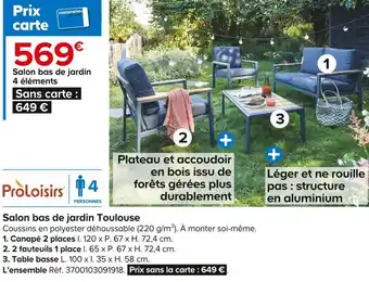 Castorama Proloisirs salon bas de jardin toulouse offre