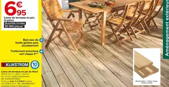 Castorama Klikstrom lame de terrasse en pin du nord offre