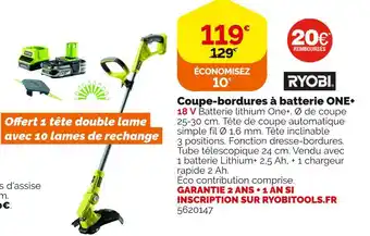 Weldom Ryobi one+ coupe-bordures à batterie offre