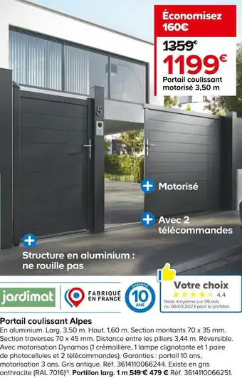 Castorama Jardimat portail coulissant alpes offre