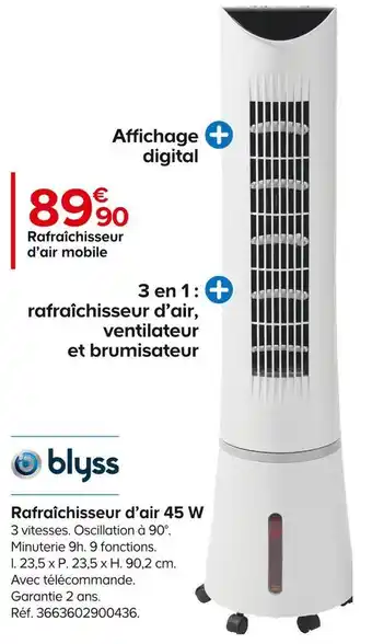 Castorama Blyss rafraîchisseur d’air 45 w offre
