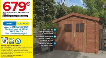 Castorama Abri en sapin du nord nissi offre