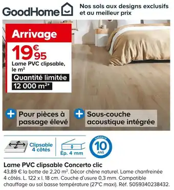Castorama Goodhome lame pvc clipsable concerto clic offre