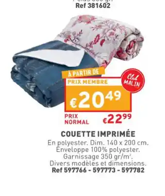 Trafic COUETTE IMPRIMÉE offre