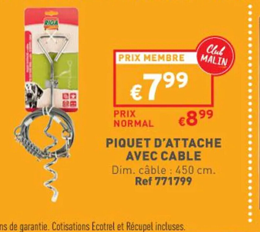 Trafic PIQUET D'ATTACHE AVEC CABLE offre
