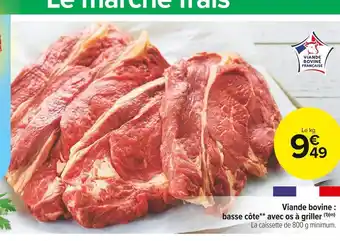 Viande bovine : basse côte avec os à griller