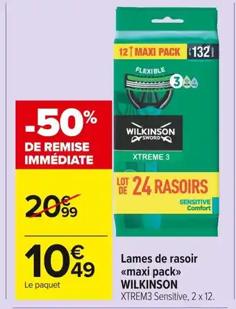 Carrefour Market Wilkinson lames de rasoir maxi pack offre