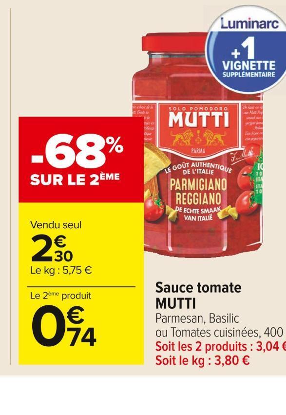 Promo Mutti sauce tomate chez Carrefour Market