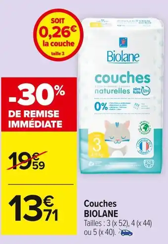 Carrefour Market Biolane couches offre