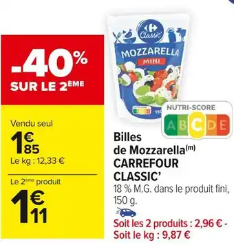 Carrefour classic billes de mozzarella