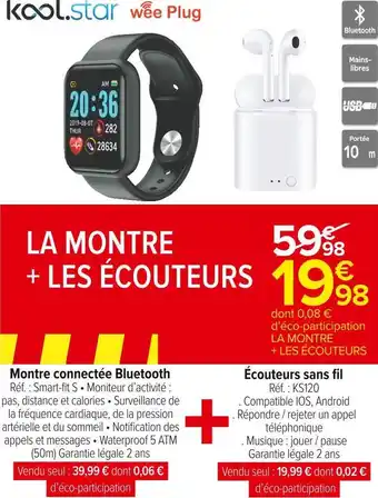 Carrefour Market Montre connectée bluetooth offre