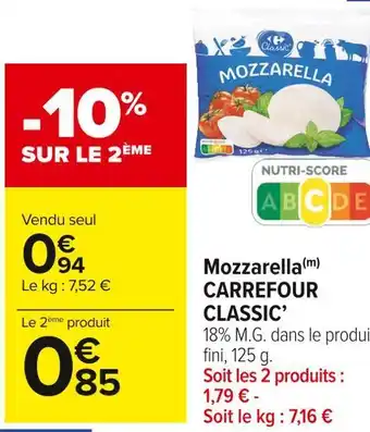 Carrefour Market Carrefour mozzarella offre