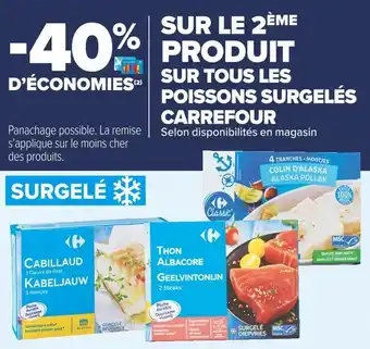 Carrefour Market Carrefour -40% d’économies sur le 2ème produit sur tous les poissons surgelés carrefour offre