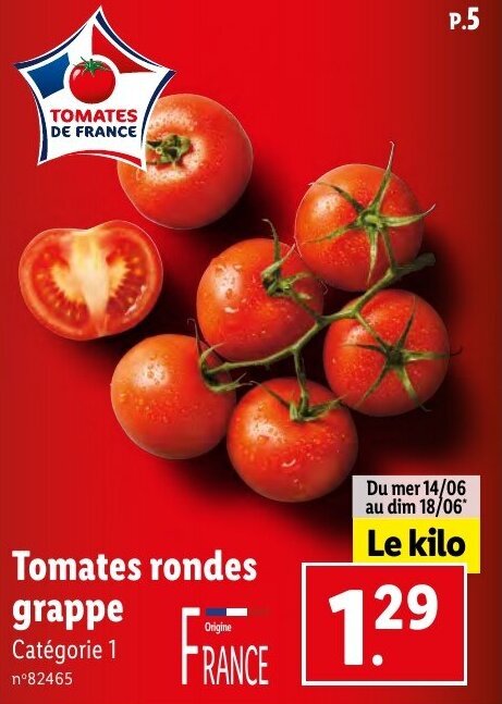 Lidl Tomates rondes grappe offre