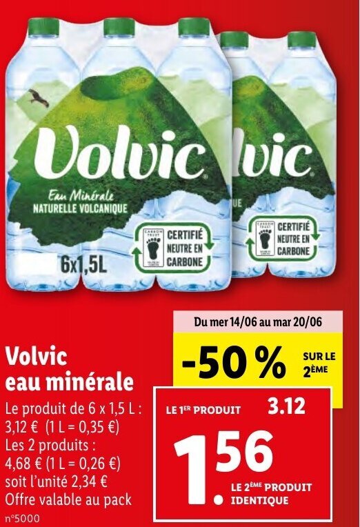 Lidl Volvic eau minérale offre