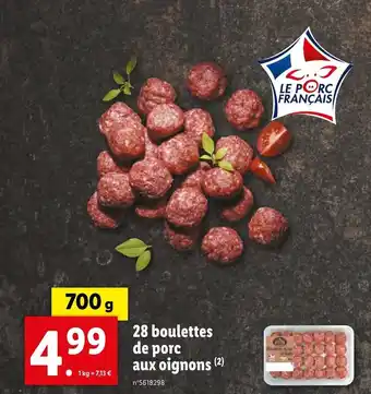 Lidl 28 boulettes de porc aux oignons offre
