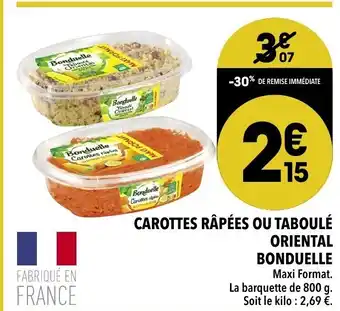 Carottes râpées ou taboulé oriental bonduelle