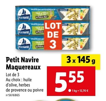 Lidl Petit Navire Maquereaux offre
