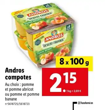 Lidl Andros compotes offre