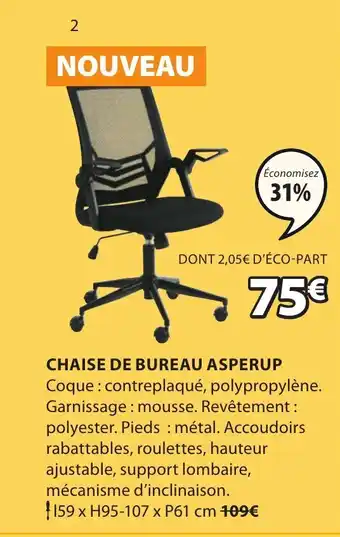 JYSK Chaise de bureau asperup offre