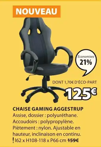 JYSK Chaise gaming aggestrup offre
