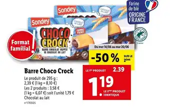Lidl Barre Choco Crock offre